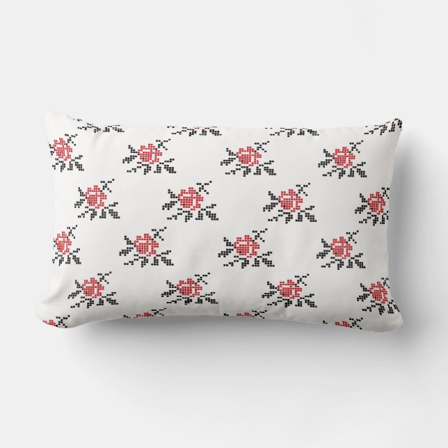 Coussin Rectangle motif rose (Recto)