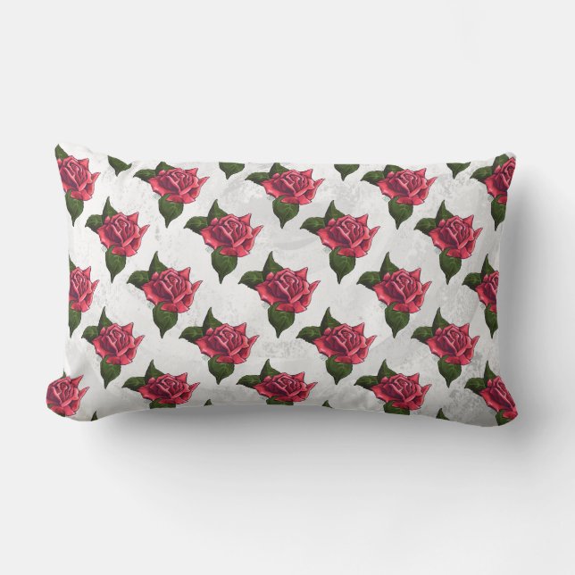 Coussin Rectangle Motif rose (Recto)