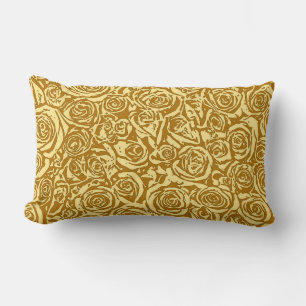 Coussin Rectangle Motif Rose Abstrait moderne, Jaune de moutarde