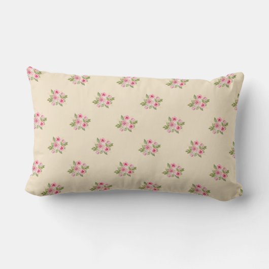 Coussin Rectangle Motif Rose peint (Verso)