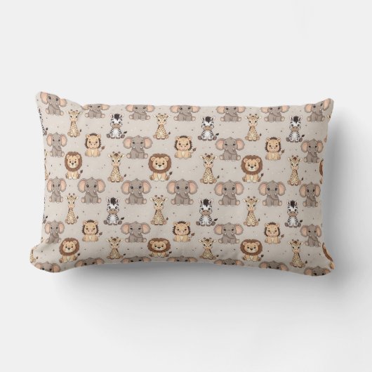Coussin Rectangle Motif Safari Bébé Neutre (Recto)