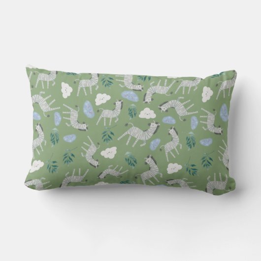 Coussin Rectangle Motif safari monogramme pour garçon sauge vert (Verso)