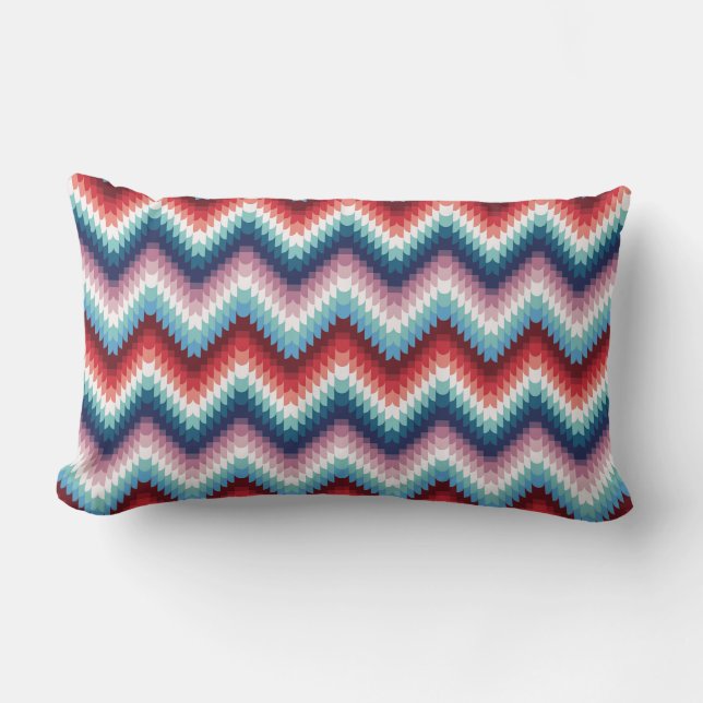 Coussin Rectangle Motif sans couture à chevron zigzag rose bohème et (Recto)