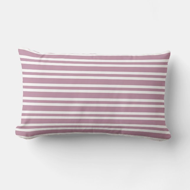 Coussin Rectangle Motif sans couture à rayures blanches et violettes (Recto)