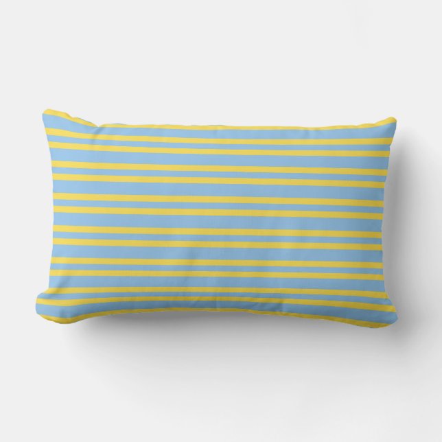 Coussin Rectangle Motif sans couture à rayures bleues jaunes (Recto)