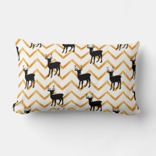 Coussin Rectangle Motif sans couture avec cerf noir et texture or