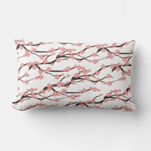 Coussin Rectangle Motif sans couture avec cerise fleurie sur un b bl