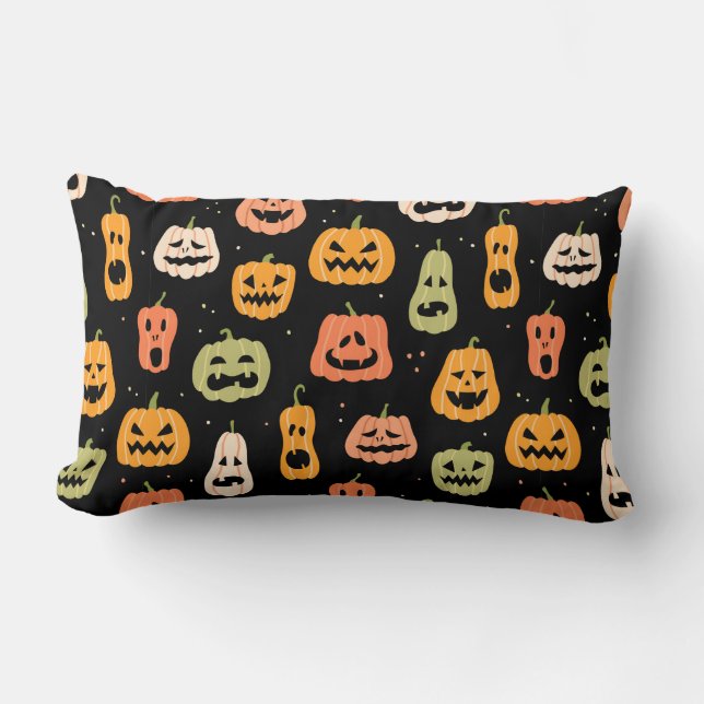 Coussin Rectangle Motif sans couture citrouille Halloween. Retrait à (Recto)