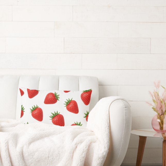 Coussin Rectangle Motif sans couture de fraises Mignon fruit rouge  (Canapé)