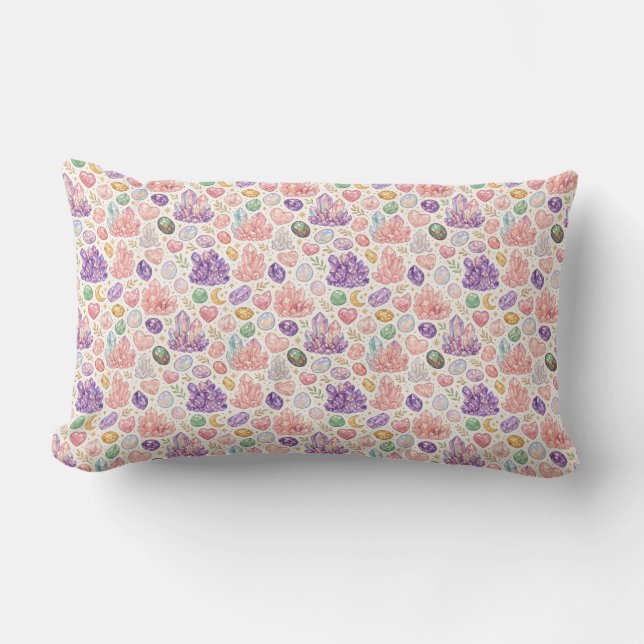 Coussin Rectangle Motif sans couture de pierres précieuses féminines (Recto)
