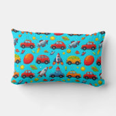 Coussin Rectangle Motif sans couture de voitures, de fusées et d'éto (Verso)