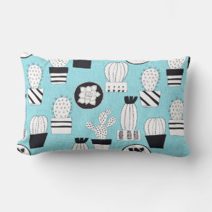 Coussin Rectangle Motif sans couture dessiné à la main avec cactus