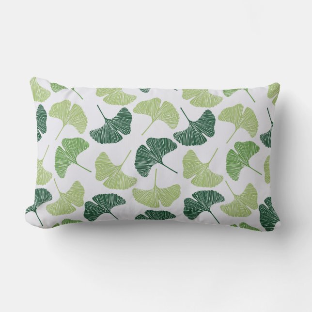 Coussin Rectangle Motif sans couture Green ginkgo biloba  (Recto)