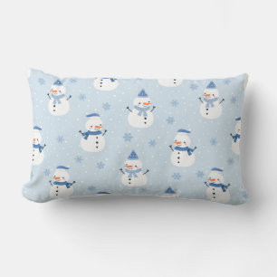 Coussin Rectangle Motif sans couture Snowman, arrière - plan d'hiver
