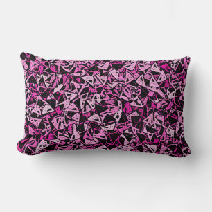 Coussin Rectangle Motif sans fin de triangle noir rose