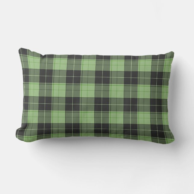 Coussin Rectangle Motif simple tartan en vert clair (Recto)