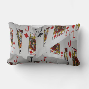 Coussin Rectangle Motif superposé de cartes de poker Jacks,