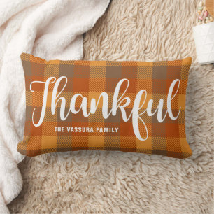 Coussin Rectangle Motif tartan à carreaux automne rustique avec écri