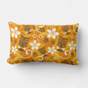 COUSSIN RECTANGLE MOTIF TIKI LUAU (ORANGE)