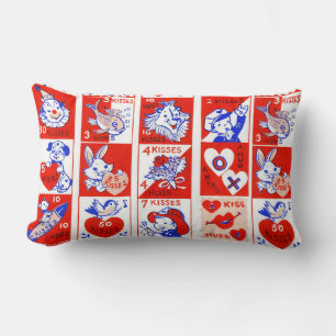 Coussin Rectangle Motif timbre de la Saint-Valentin vintage des anné