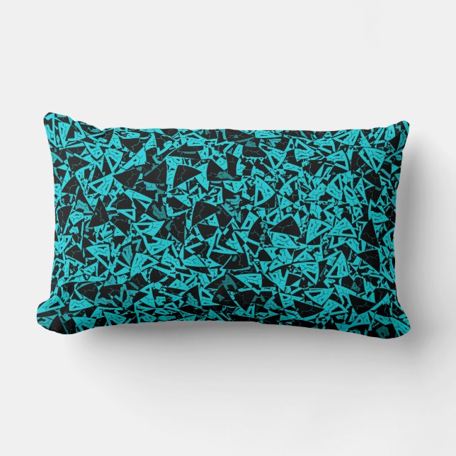 Coussin Rectangle Motif Triangle Noir Sarcelle (Recto)