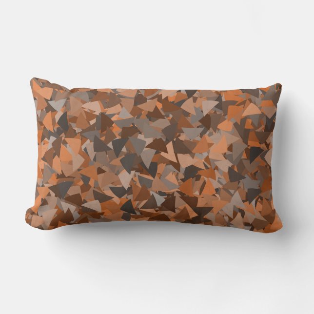 Coussin Rectangle Motif Triangle Orange Marron (Recto)