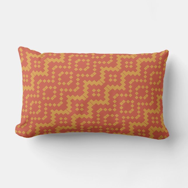 Coussin Rectangle Motif tribal égyptien rouge et jaune (Recto)