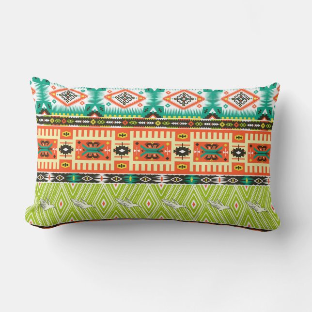Coussin Rectangle Motif tribal transparent avec éléments géométrique (Recto)