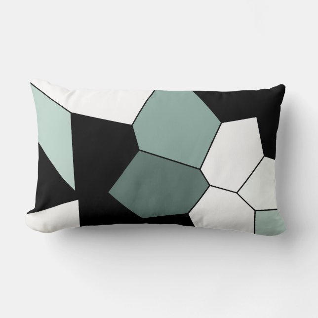 Coussin Rectangle Motif Turquoise vert noir blanc élégant (Recto)
