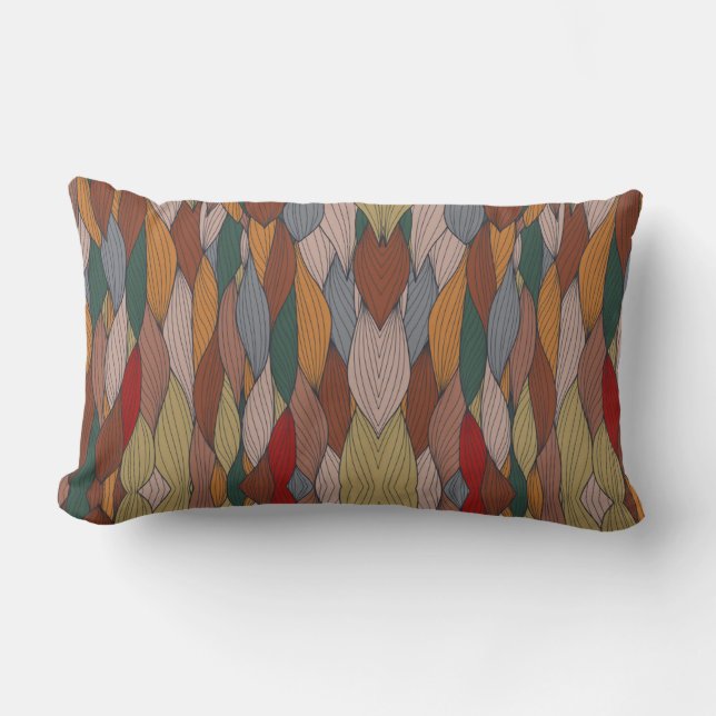 Coussin Rectangle Motif unique Wavy avec rose orange Brown vert (Recto)