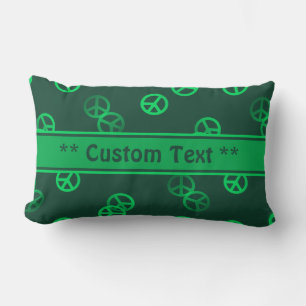 Coussin Rectangle Motif vert de signature de paix avec texte personn
