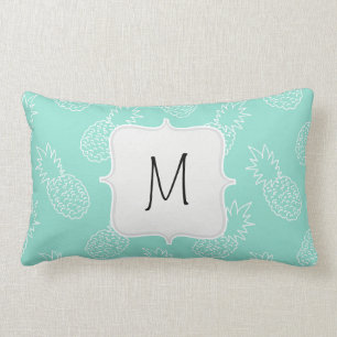 Coussin Rectangle Motif vert et blanc en bon état d'ananas