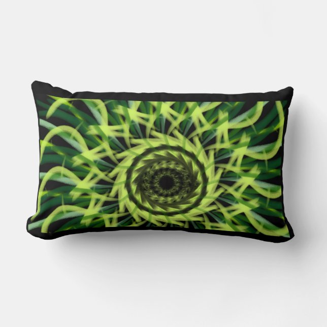 Coussin Rectangle motif vert vortex spirale art numérique (Recto)