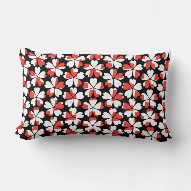 Coussin Rectangle Motifs de fleurs blanches rouges mignons (Recto)