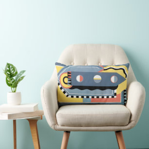 Coussin Rectangle Motifs géométriques Jazz Pochoir Art Déco vintage