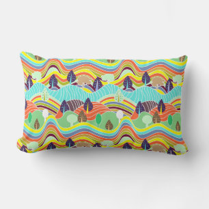 Coussin Rectangle Motifs mignons de forêt colorés
