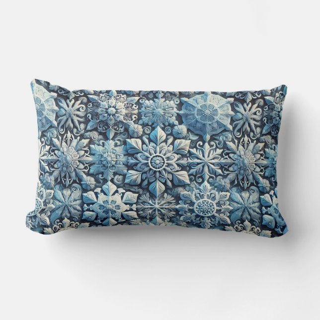 Coussin Rectangle Motifs ornementaux complexes inspirés du givre (Recto)