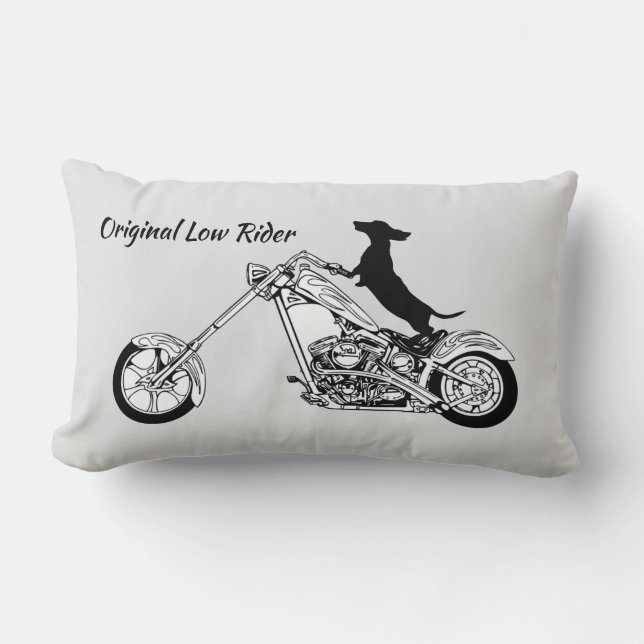 Coussin Rectangle Motocycliste Dachshund Chopper (Recto)
