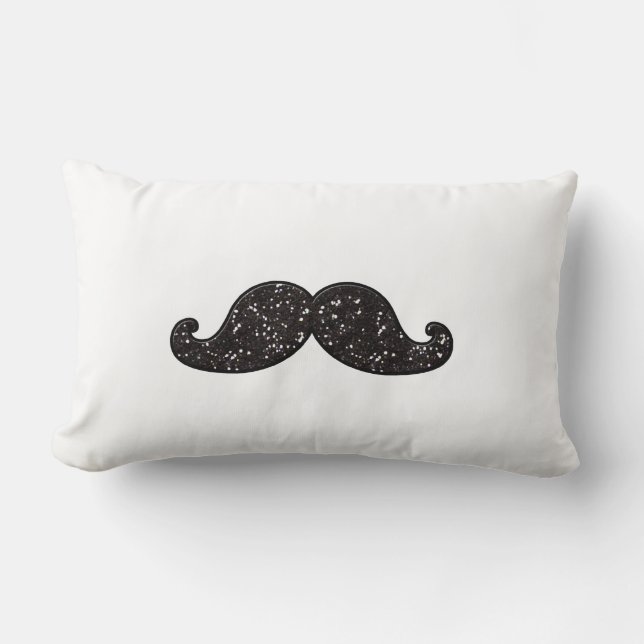 COUSSIN RECTANGLE MOUSTACHE DE PARTIES SCINTILLANTES DE NOIR (Recto)