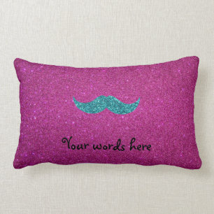 Coussin Rectangle Moustache de parties scintillantes de turquoise