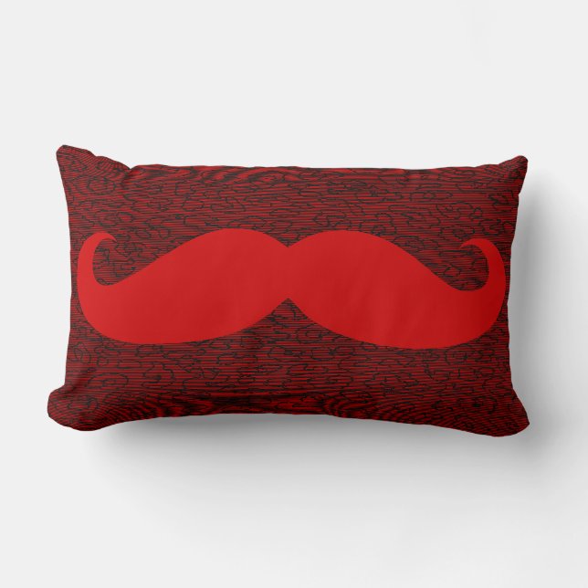 Coussin Rectangle Moustache rouge drôle sur la peau de léopard (Recto)