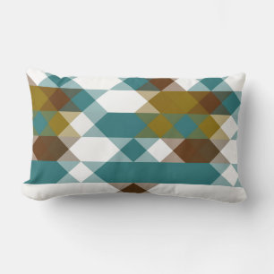 Coussin Rectangle moutarde épicée, jade délavé, blanc et noix de mus