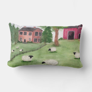 Coussin Rectangle Moutons rustiques dans le pâturage