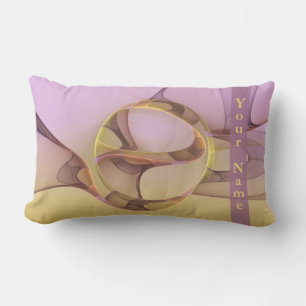 Coussin Rectangle Mouvements Abstraits Moderne Nom Fractal Doré Rose
