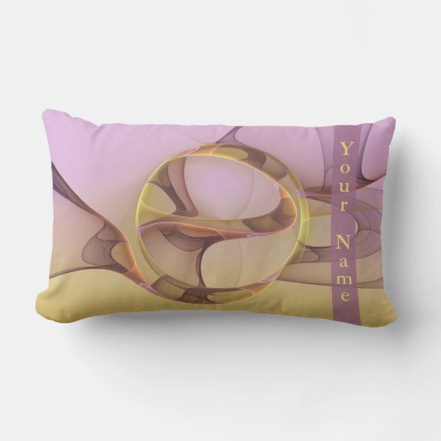 Coussin Rectangle Mouvements Abstraits Moderne Nom Fractal Doré Rose (Recto)