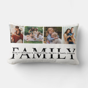 Coussin Rectangle Multi Photos de vacances de Noël citation Simple f