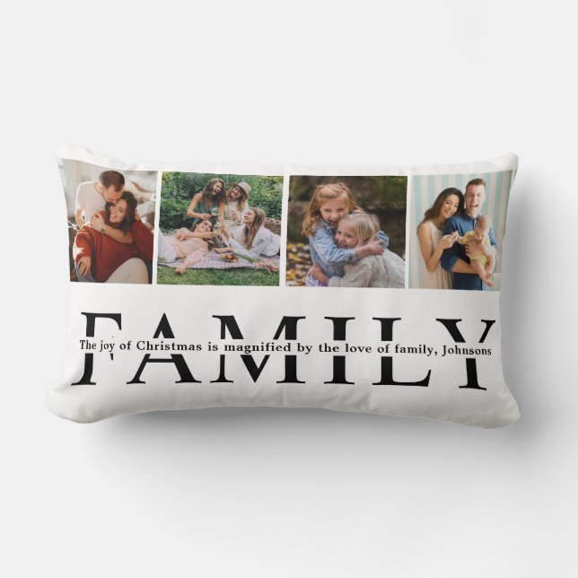 Coussin Rectangle Multi Photos de vacances de Noël citation Simple f (Recto)