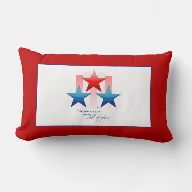 Coussin Rectangle Mur de gloire de héros patriotique, armée Merci (Recto)