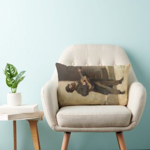 Coussin Rectangle Musicien de rue avec guitare (par Gerolamo Induno)
