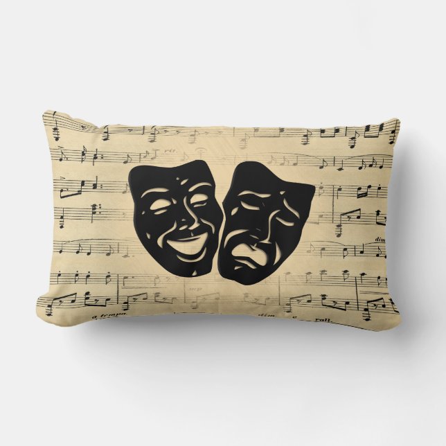 Coussin Rectangle Musique antique et masques de théâtre (Recto)